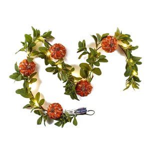 Harvest Plaid Holiday Festive LIGHTED PUMPKIN SWAG~